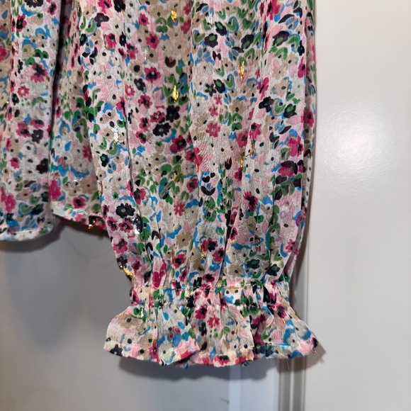 Boden Ditsy Print Floral Blouse Metallic Fleck Sparkle sz XL ( us 16-18) - Picture 4 of 8